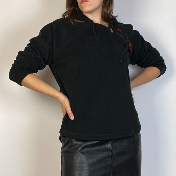 Vintage Y2K Authentic HARLEY DAVIDSON Fleece Asymmetrical Hoodie Medium to Large - Picture 7 of 12
